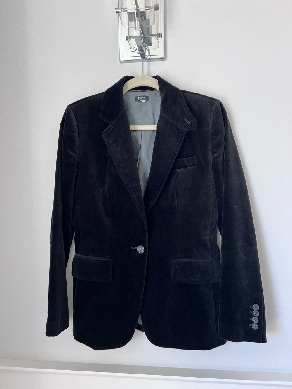 J. Crew Black Velvet Single-Button Blazer